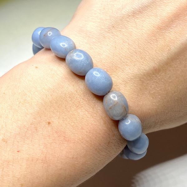 Angelite Crystal Bracelet, Angelite Gemstone Beaded Bracelet