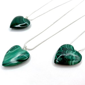 Malachite Crystal Heart Pendant Necklace, Malachite Crystal Pendant with Chain