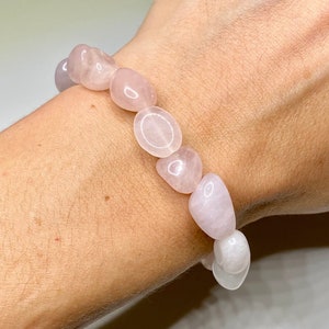 Rose Quartz Tumbled Crystal Beaded Bracelet - Emotional Healing