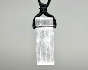 Selenite Crystal Necklace, Selenite Cord Necklace