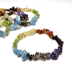 7 Chakra Crystal Bracelet, 7 Chakra Gemstone Chips Beaded Bracelet