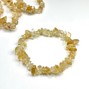 Citrine Crystal Chip Bracelet: Handmade Gemstone Stretch Bracelet