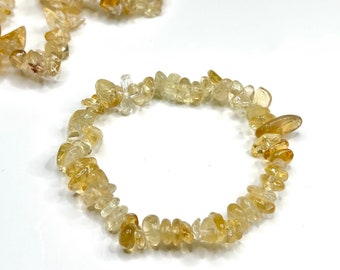 Citrine Crystal Chips Beaded Bracelet, Citrine Gemstone Beaded Bracelet
