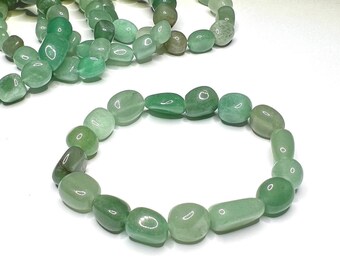 Green Aventurine Tumbled Crystal Bracelet, Aventurine Gemstone Beaded Bracelet