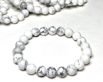 Howlite Crystal Bracelet, Howlite Gemstone Beaded Bracelet