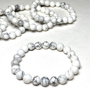 Howlite Crystal Bracelet, Handmade Gemstone Beaded Bracelet