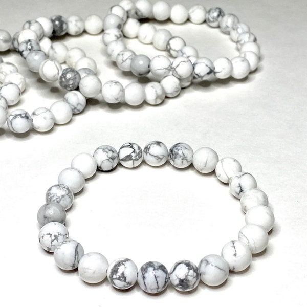 Howlite Crystal Bracelet, Howlite Gemstone Beaded Bracelet