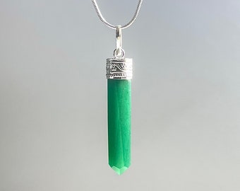 Jade Crystal Pendant Necklace, Jade Pendant With Chain, Green Jade Pendant Jewelry