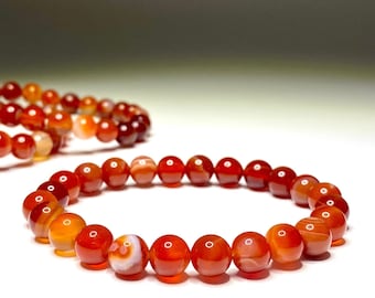 Carnelian Crystal Bracelet, Carnelian Gemstone Beaded Bracelet