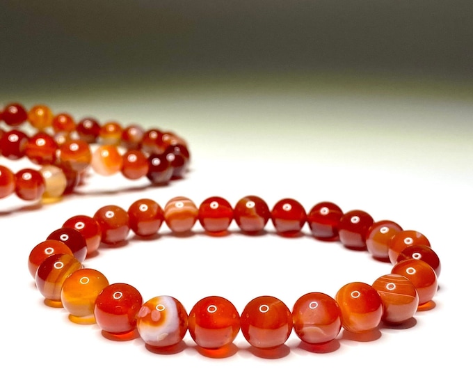 Featured listing image: Carnelian Crystal Bracelet, Carnelian Gemstone Beaded Bracelet