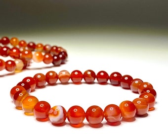 Carnelian Crystal Bracelet, Carnelian Gemstone Beaded Bracelet