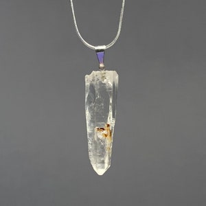 Lemurian Quartz Pendant Necklace, Lemurian Quartz Crystal Point with Free Chain