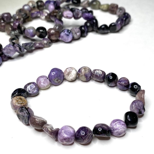 Charoite Crystal Bracelet, Charoite Gemstone Beaded Bracelet