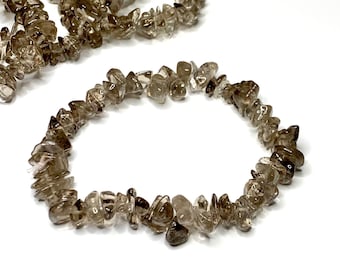 Smoky Quartz Crystal Chips Bracelet, Smokey Quartz Gemstone Beaded Bracelet