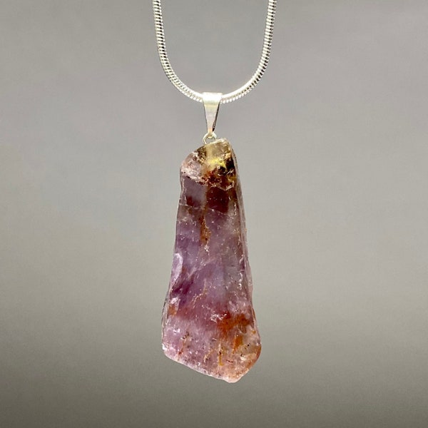 Super Seven Amethyst Crystal Necklace, Super Seven Gemstone Pendant with 18 Inch Chain