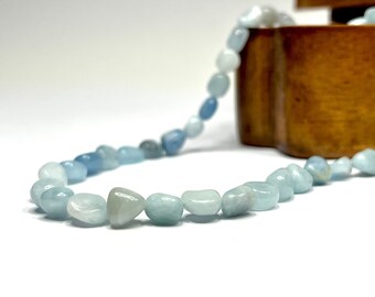 Aquamarine Crystal Beaded Choker: Stainless Steel Gemstone Necklace