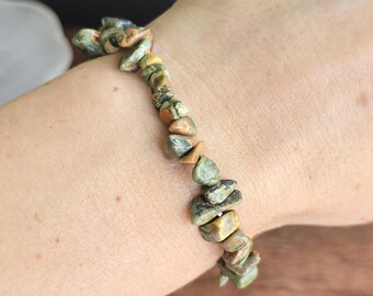 Rhyolite Crystal Chips Bracelet: Handmade Gemstone Beaded Bracelet