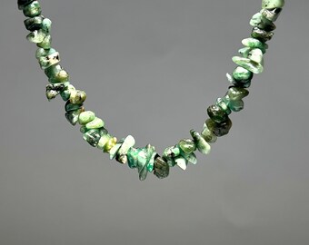 Emerald Long Gemstone Necklace, Emerald 36 Inch Long Crystal Necklace