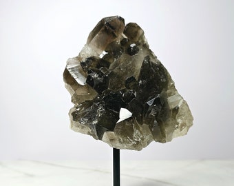 Smoky Quartz Crystal Cluster on Metal Base