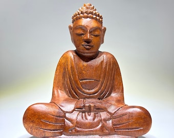 Wooden Serene Sitting Buddha
