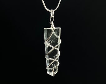 Clear Quartz Wire Wrapped Pendant Necklace