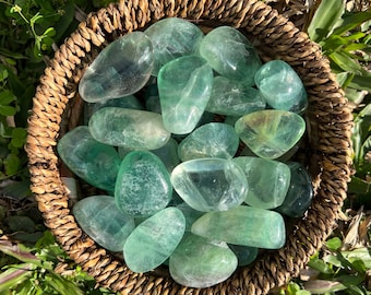 Green Fluorite Tumbled Stones, Large Polished Crystals 50/65MM