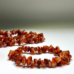 Carnelian Crystal Bracelet, Carnelian Gemstone Chips Beaded Bracelet