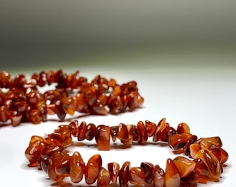 Carnelian Crystal Bracelet, Carnelian Gemstone Chips Beaded Bracelet