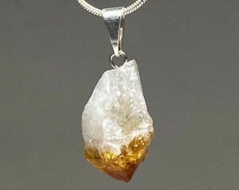 Raw Citrine Point Gemstone Necklace, Citrine Crystal Pendant Necklace