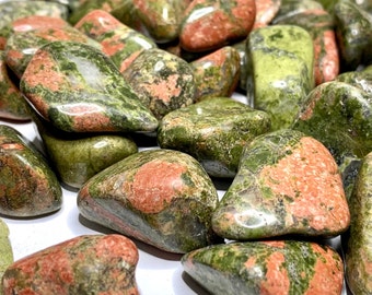 Polished Unakite Tumbled Stones, Natural Crystal Jasper for Decor