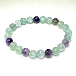 Rainbow Fluorite Crystal Bracelet, Fluorite Gemstone Beaded Bracelet