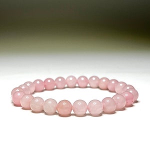 Rose Quartz Crystal Bracelet, Rose Quartz Gemstone Beaded Bracelet image 7