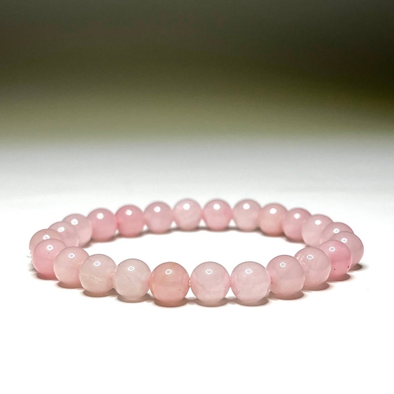 Rose Quartz Crystal Bracelet, Rose Quartz Gemstone Beaded Bracelet image 7