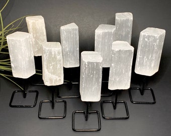 Selenite Crystal Log on Stand