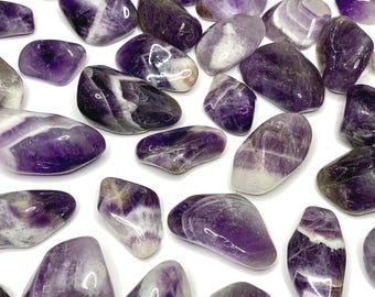 Chevron Amethyst Tumbled Stones