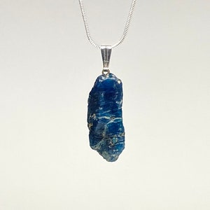 Blue Apatite Pendant Necklace, Apatite Crystal Pendant with 18 Inch Chain