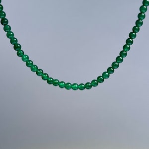 Jade Crystal Beaded Choker Necklace,  16 Inch Jade Gemstone Choker