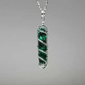 Malachite in Orgonite Wire Wrapped Pendant Necklace