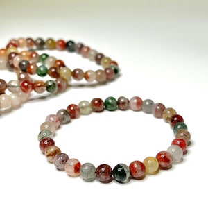 Garden Quartz Crystal Bracelet, Lodolite Gemstone Beaded Bracelet