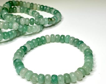 Green Aventurine Faceted Rondelle Crystal Bracelet, Aventurine Gemstone Beaded Bracelet