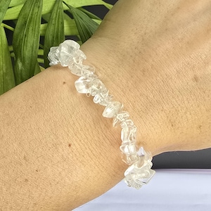 Clear Quartz Crystal Bracelet, Gemstone Chips Beaded Bracelet