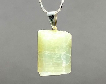 Aquamarine Necklace, Rough Aquamarine Pendant with Chain