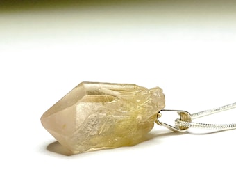 Rutilated Quartz Necklace, Rutilated Quartz Point Pendant with Chain