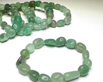 Green Aventurine Tumbled Crystal Bracelet, Aventurine Gemstone Beaded Bracelet