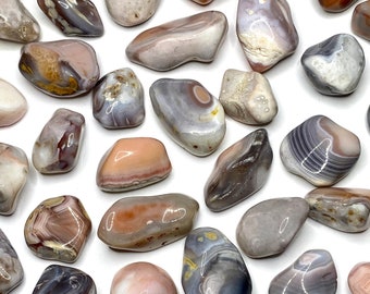 Botswana Agate Pink Tumbled Stones, Tumbled Pink Agate Crystals