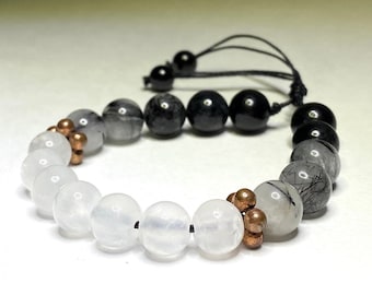 Black Tourmaline and Selenite Crystal Bracelet