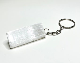 Selenite Crystal Keychain, Selenite Gemstone Keychain