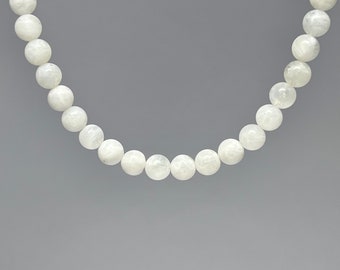 Rainbow Moonstone Beaded Crystal Choker,  16 Inch Moonstone Gemstone Choker