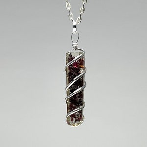 Garnet Orgonite Pendant Wire Wrapped with Chain, Garnet Orgonite Pendant Necklace