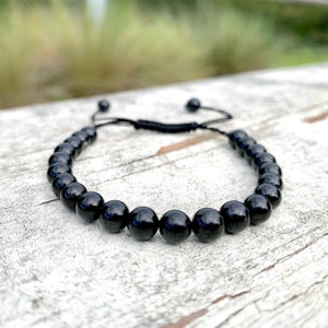Black Tourmaline Personalized Crystal Bracelet: 6mm, 8mm and 10mm Beads